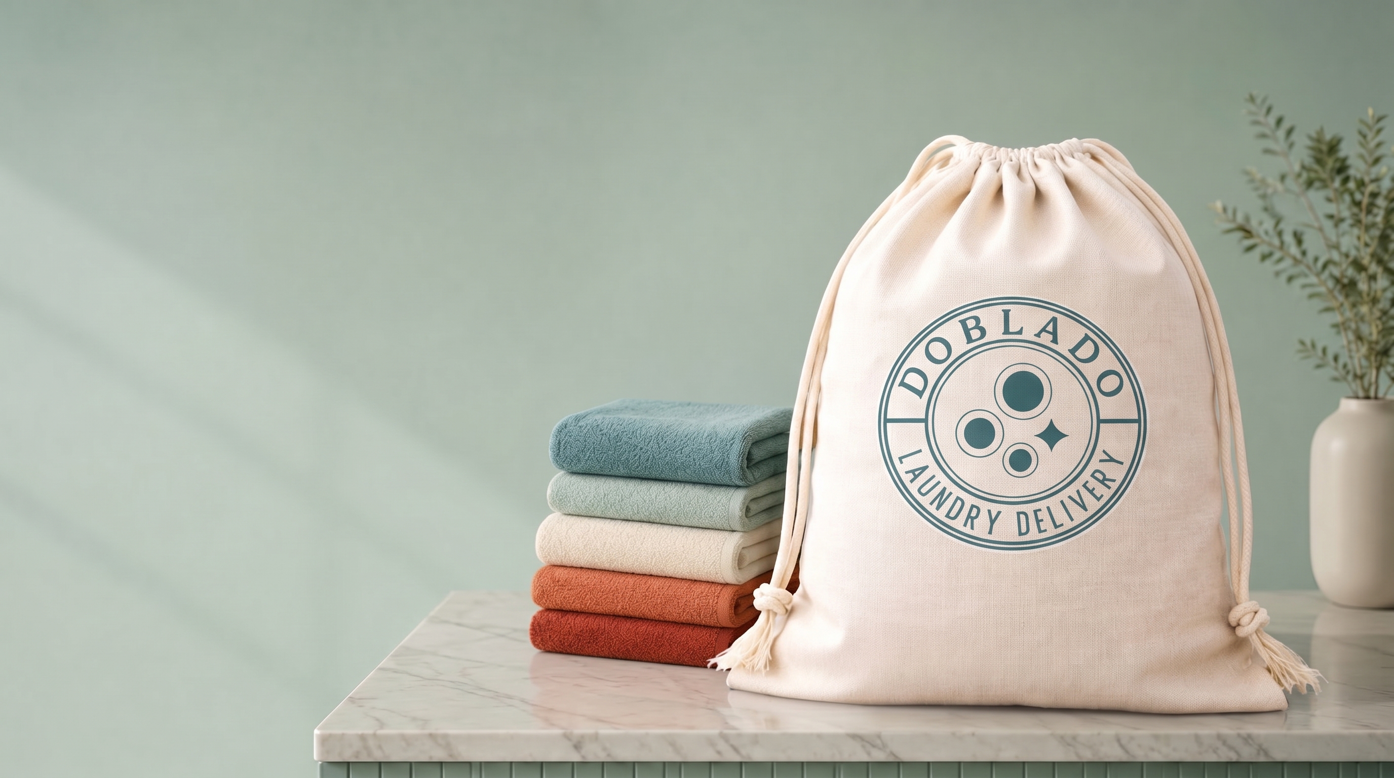 DOBLADO laundry bag with folded towels